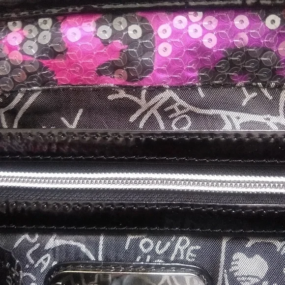 Betsey Johnson sequins bag chain strap Leopard Pink Black